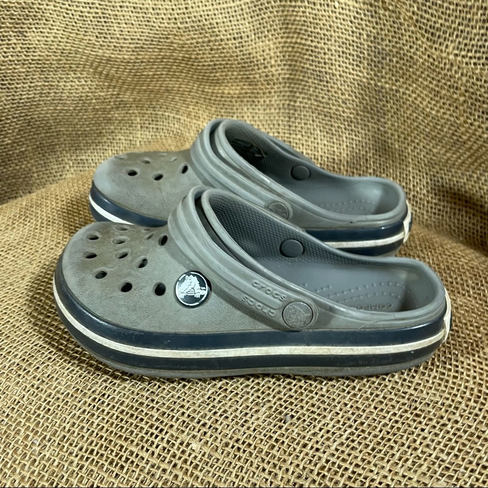 Crocs Kids Classic Lined Clog Slip On Shoe Gray C 11 Kids Children Dirty Used
